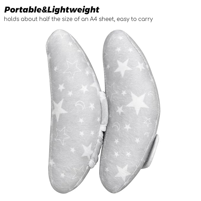 Infant Travel Pillow, Adjustable Baby Head Neck Support Cushion for Car Seat and Stroller - Comfortable and Lightweight Baby Travel Pillow, with Moon and Star Pattern