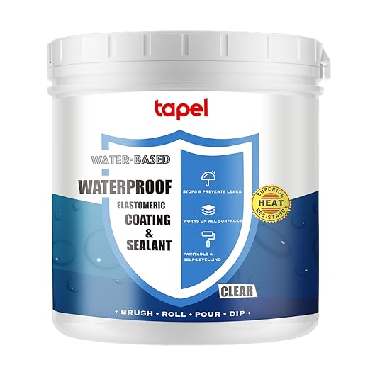 Crystal Clear Liquid Rubber Waterproof Coating - 500% Elastic Invisible Sealant for Shower, Bathroom & Tile Repair - UV Resistant Transparent Agent for Roofs, Walls & Windows - 1 Quart