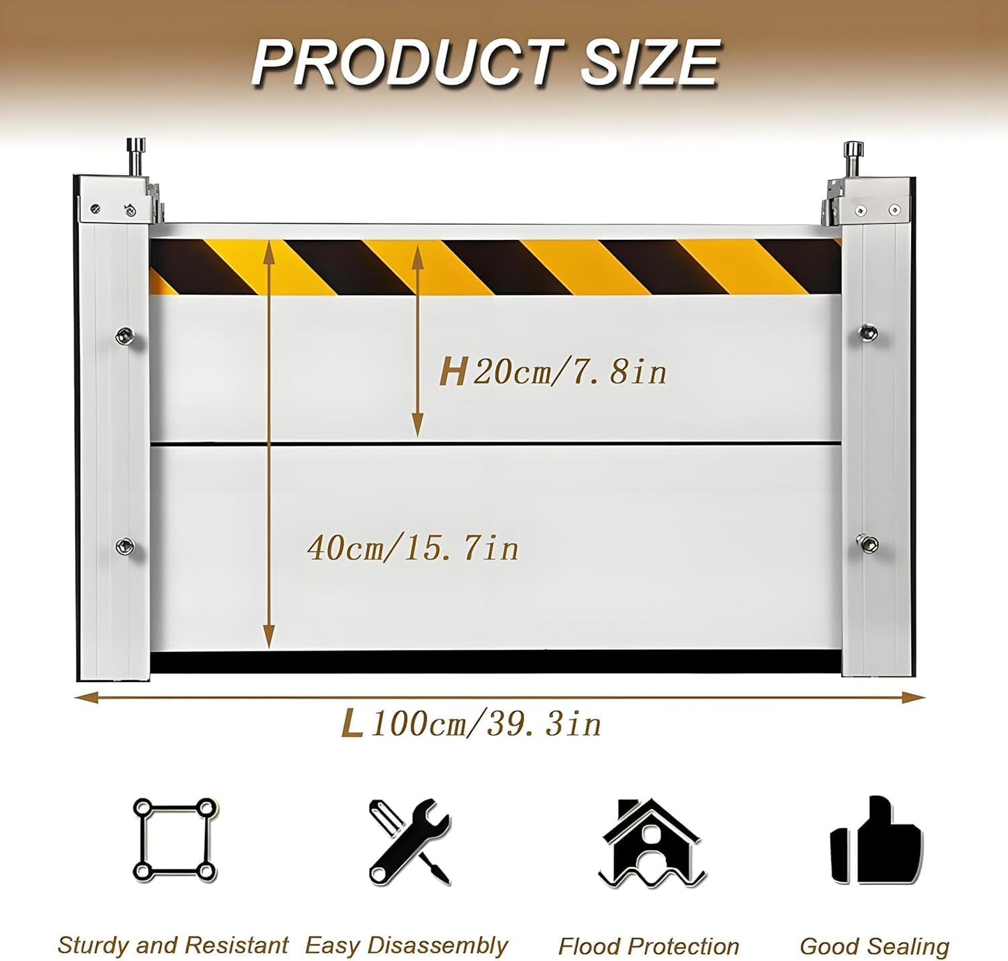 Flood Barriers for Home Exterior - Aluminum Alloy Outdoor Easy Flood Barrier Garage Doors Water Barriers for Flooding,H31.5 Inch/L10.5FT