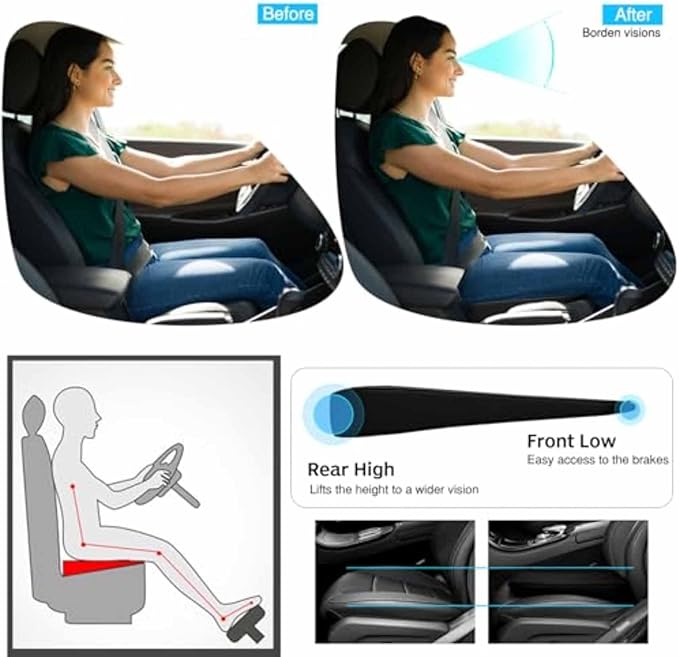 Car Seat Cushion for Ford F150(7seats) 2017-2023, Nonslip Driving Comfort and Breathable Lumbar Support Pad Sciatica and Back Pain Relief,Black-6 cm