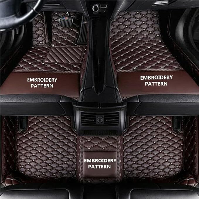 Custom Car Floor Mats for 96% Sedan SUV Sports Car Protection Full Coverage Pads Anti-Slip Leather Floor Lining All Weather Car Floor Mats (Dark Brown)