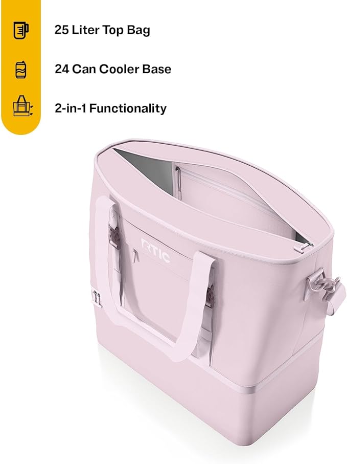 RTIC 2-in-1 Chillout Bag Soft Insulated Cooler Tote, Portable, for Lunch, Beach, Travel, Drink, Beverage, Car, Camping, Picnic, 24-Can Capacity,