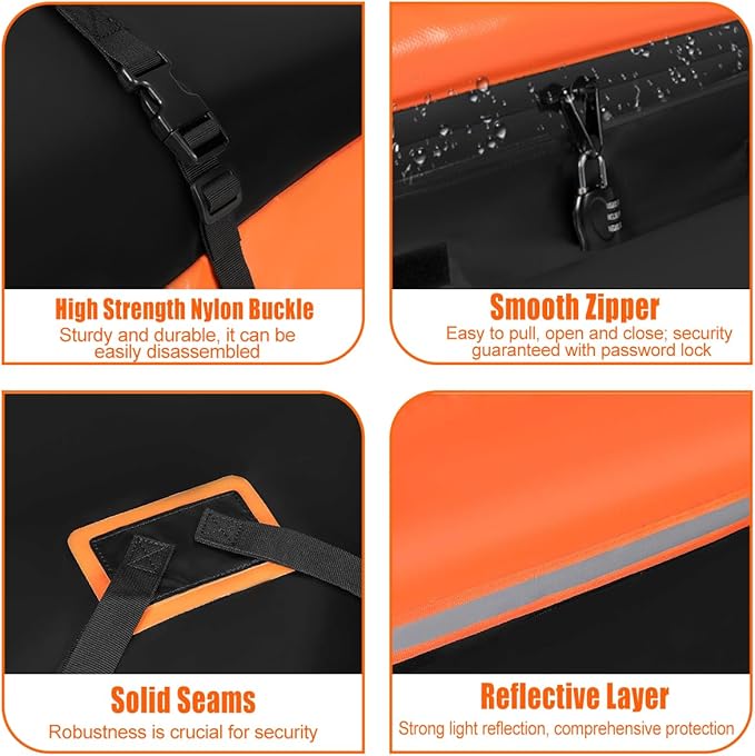 Car Roof Bag Rooftop Cargo Carrier Bag 15 Cubic Feet Waterproof for All Cars with/Without Rack, Includes Anti-Slip Mat, 8 Reinforced Straps, 6 Door Hooks, Storage Bag, Luggage Lock by MCCKLE