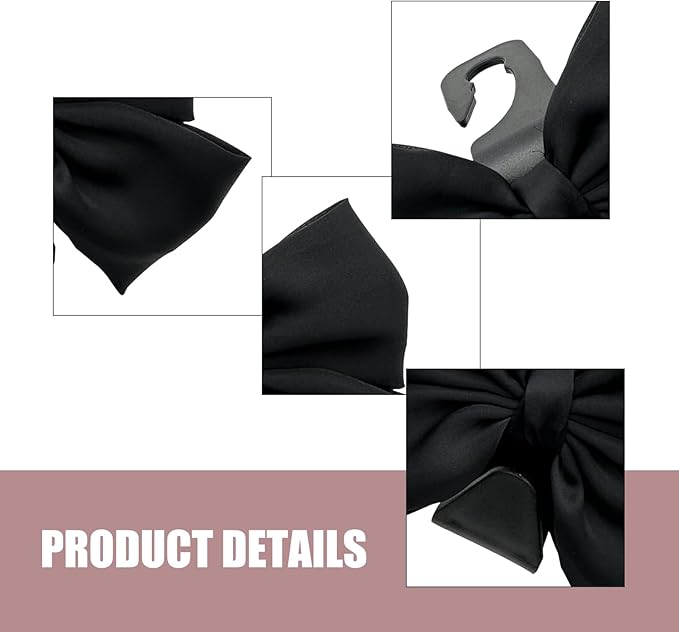 2 Pack Car Seat Headrest Hooks, Cute Bow Design Backseat Hook Storage Organizer for Purses, Handbags, Coats, Umbrellas, Cute Car Accessories for Women and Girls (Black)