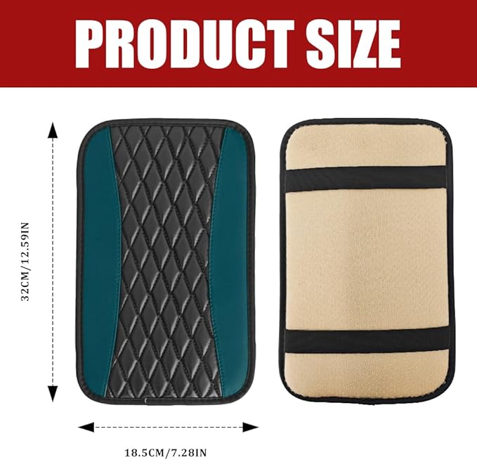 Car Center Console Cushion Pad, Armrest Cover for Car, Leather Waterproof Armrest Seat Box Cover, Auto Accessories Comfortable Arm Rest Box Cushion Pad for Most Vehicles (Dark Green)