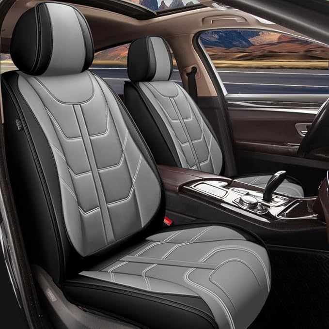 TTX LIGHTING Car Seat Covers fit for Mazda 6 2010-2021 Front Seat: Premium Leather Automotive Seat Cover with Airbag Compatible Waterproof (2 Seats, Black & Gray)