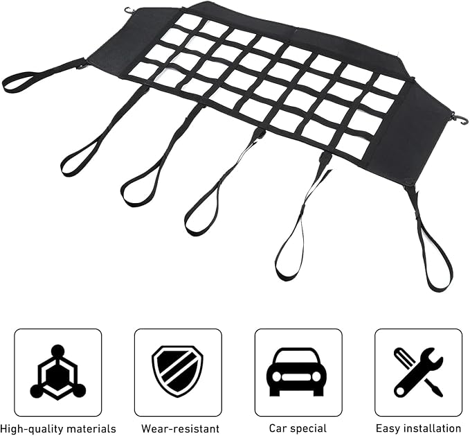 Linskip Cargo Pet Barrier Mesh Compatible with 2021 2022 2023 2024 Ford Bronco Accessories, Pet Mesh Divider Backseat for Bronco 4 Door Trunk Interior Accessories, Black