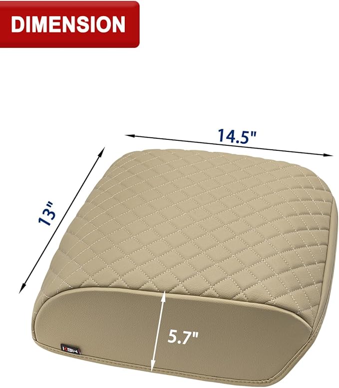 KBH Center Console Armrest Cover for Infiniti QX56, QX80 2011-2017, Interior Accessories, Middle Console Lid Cushion, Arm Rest Cover Protector, Vinyl Leather, Beige