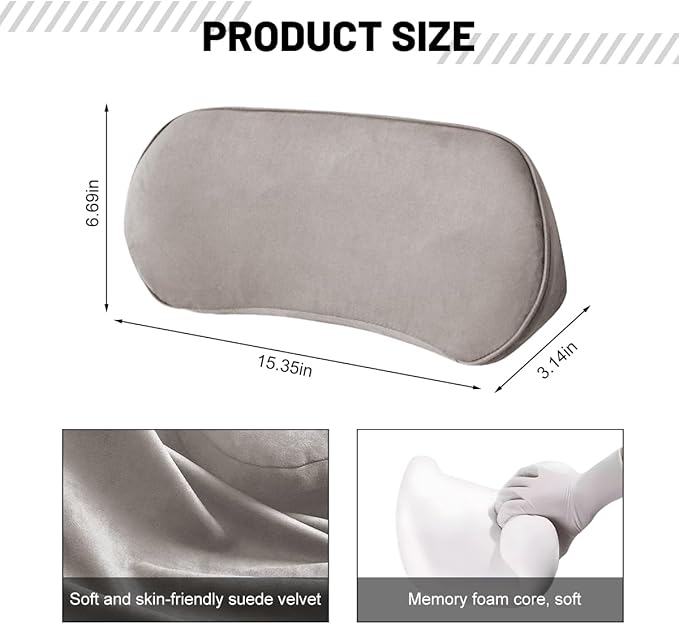 Car Lumbar Support Pillow, Memory Foam Vehicle Seat Lower Back Support Cushion for Back Pain Relief & Sciatica, Comfortable Auto Driver Seat Pad, Universal for Vehicles (Light Gray)