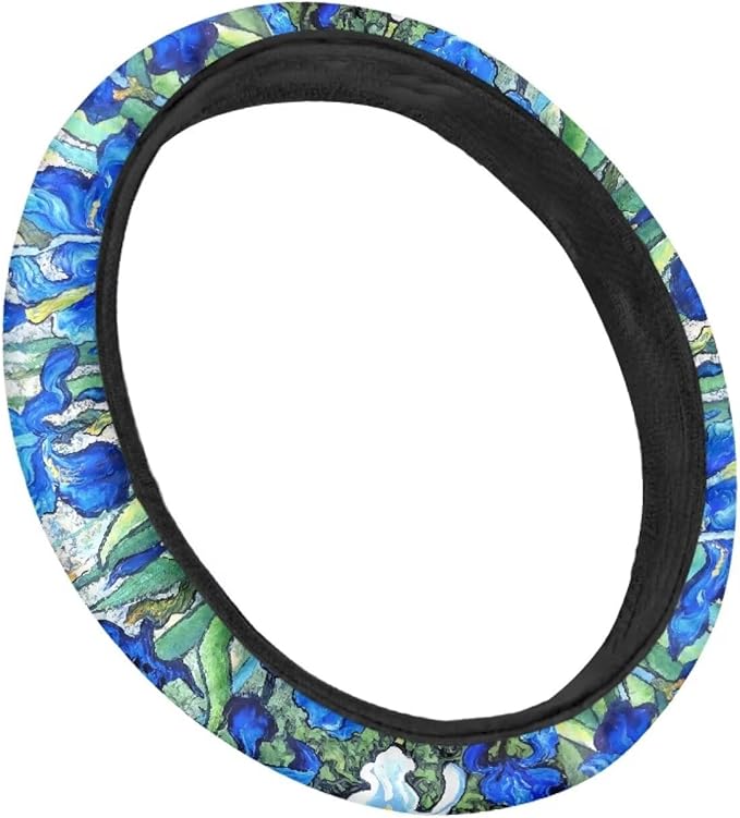AFPANQZ Irises Car Steering Wheel Covers for Womens Durable Anti-Slip Comfortable Stretch-on Steering Wheel Protector Cover Sweat Absorption Cover Car Accessories 15 Inches