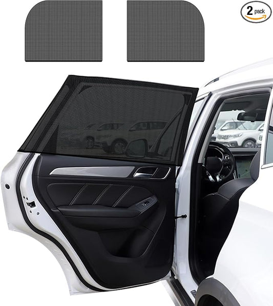 2 PCS Car Window Shades, Auto Front Rear Side Window Sun Shades for Block Heat & UV Protection, Breathable Mesh Baby Window Screen Covers, Universal Car Accessories (SUV Back)