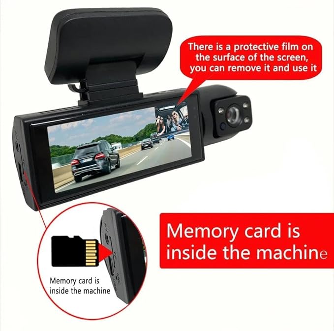 Dash Cam Front & Rear, Cardvr Video Dash, 1 Count Mini Dash Cam for Car with 32GB SD Card, 3.16 Inch IPS Screen 1080P HD Camera with Dual Lens