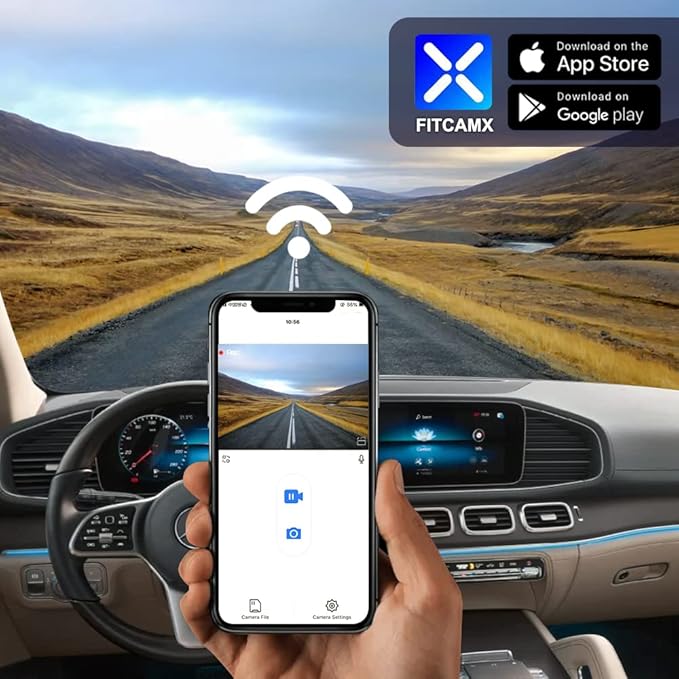 Fitcamx 4K Dash Cam for 2020-2026 Mercedes-Benz GLE GLS (Model C) V167 X167, OEM Factory Look, UHD 2160P Video, Built-in WiFi & APP, Gravity Sensor, Loop Recording, Easy to Use, 64GB Card