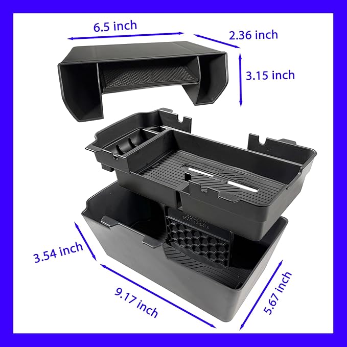 2025 2026 Civic Double Center Console Organizer Tray for 2022-2026 Honda Civic 11th Gen Sedan Hatchback LX EX Sport 2025 Accessories Civic 2026 Central Console Organizer Insert Tray(2pcs)