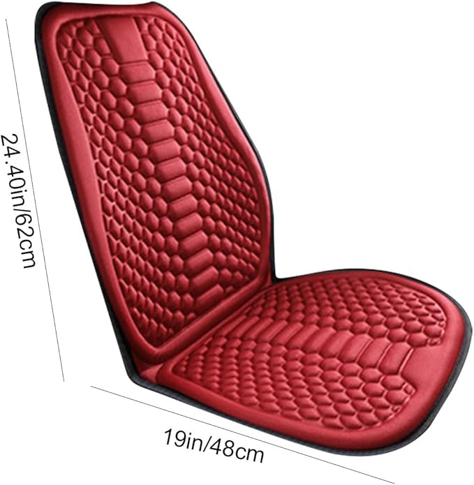 Car Seat Cushion Front Seat, Breathable Lumbar Support Car Seat Cushion for Long Sitting, Non-Slip Car Seat Pad (Red)