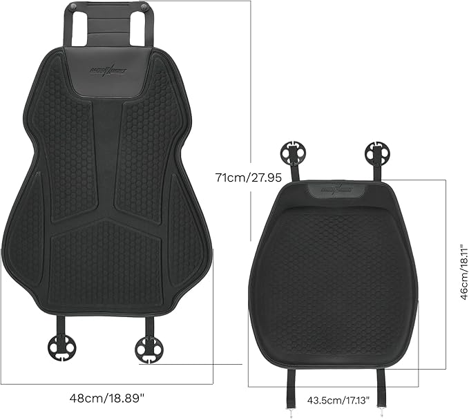 Gel Lumbar Support Pillow & Seat Cover for Car,Seat Cushion for Long Sitting Pressure Relief (2CM Thick), Lumbar Seat Cushion for Car 27.95''x18.89'',Gel Seat Cushion Cover 18.11''x17.13'',Black
