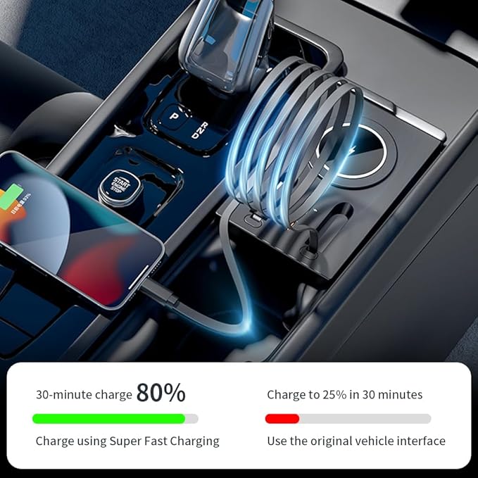Car USB Hub Docking Station for Volvo XC60 XC90 S90 V90 S60 V60 Type-C Fast Charger Auto Interior Centre Console Accessories Cigarette Lighter Decoration Phone Wireless Charging Adapter