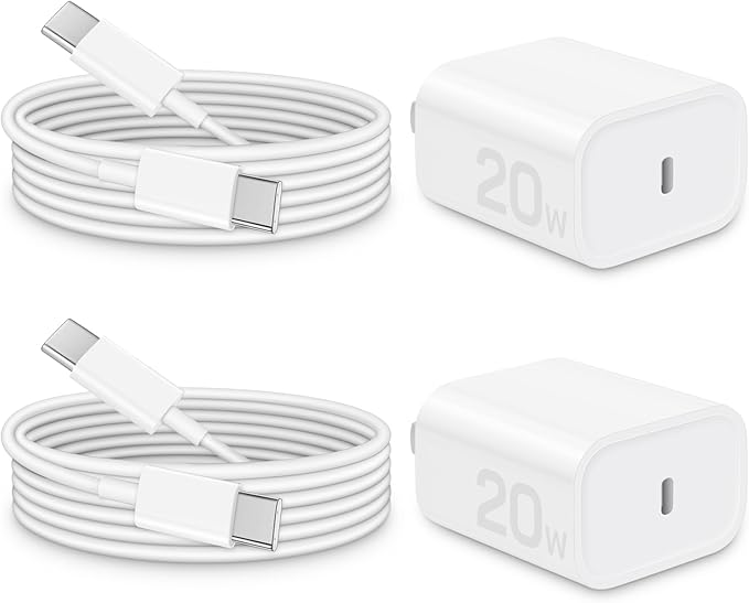 Brasag i Phone 17 16 15 Charger Fast Charging - 20W PD Fast Charger Block with 6Ft USB C Cable for i Phone 17/16/15 Series, i Pad Pro/Air/Mini, Galaxy S23, Pixel 8 & More (2-Pack)