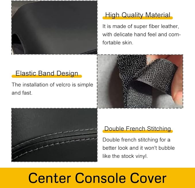 A ABIGAIL Center Console Armrest Cover Compatible with Ford F250 F350 F450 2017-2023 PU Leather Arm Rest Box Lid Middle Console Cover Seat Protector Armrest Cushion Pad (Black)