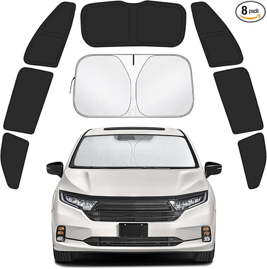 Car Window Shades for Honda Odyssey 2018-2024, Privacy Window Covers for Side, Rear & Windshield 8PCS, Car Shield Sunshade for Privacy Protection, Heat Blocking, Camping, and Parking
