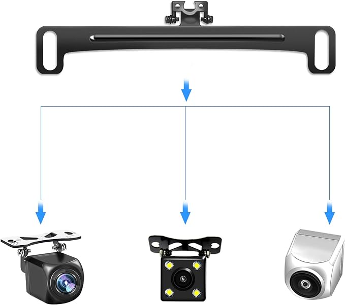 Pixelman Universal Car Rear View Camera License Plate Bracket, Upgraded Full Stainless Steel Backup Camera Mount, Dash Cam Mirror Accessory, Only Installation Holder
