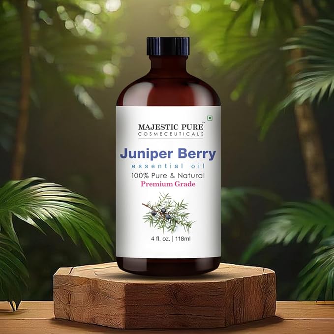 Majestic Pure Essential Oil with Glass Dropper - 100% Pure and Natural - Essential Oils for Diffuser, Aromatherapy, Soap and Candle Making, Juniper Essential Oil, Juniper Oil, 4 Fl Oz