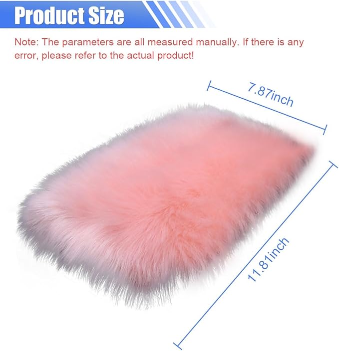 Auto Center Console Cover Pad, 11.81"x 7.87" Warm & Furry Winter Car Armrest Cover, Soft Faux Sheepskin Wool Car Armrest Seat Box Protector Cushion, Universal Interior Accessory (Pink)