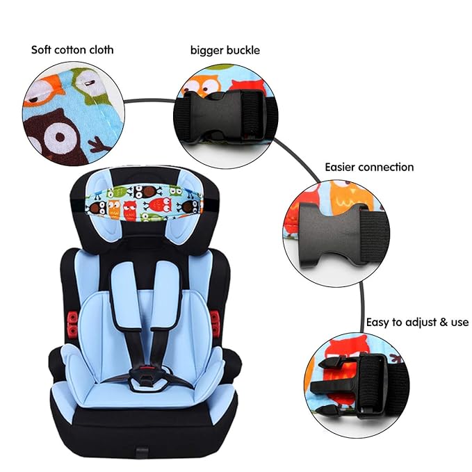 Baby Carseat Head Support,Car seat Straps Pillow Support Ban,Stroller Neck Relief Strap Headrest,Slumber Sling Sleep Positioner for Toddler Infants Child Children Kids（Blue Elephant + Owl）