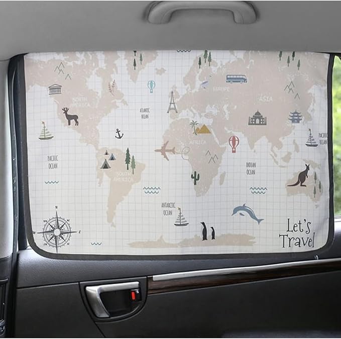 Magnetic Car Sun Shade Curtain for Side Window – Sun Blocker and UV Protector for Baby, Kids, and Pets – Universal Fit with Built-in Magnets for Steel-Framed Door (WorldTravel)
