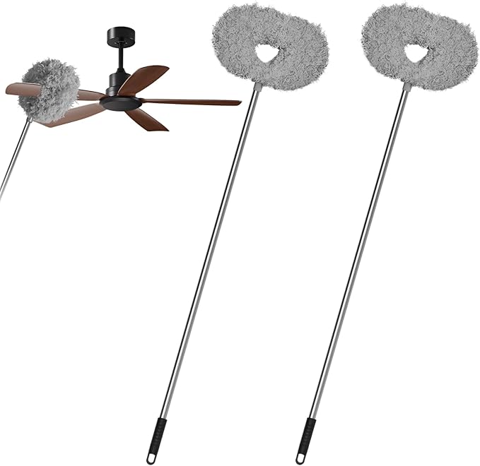 Storystore Ceiling Fan Cleaner Duster - Adjustable Duster with Extension Pole,Dusters for Cleaning Fan Blade, Walls and Cobweb (2Pcs Grey)