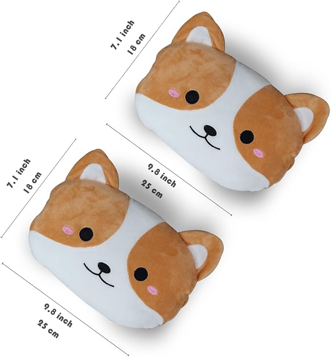 Sexysamba Car Headrest Pillow,Cartoon Neck Pillow for Car,Comfortable Soft Seat Pillow for Driving,Head Rest Cushion,Cute Neck Pillow for Travelling and Home 2Pcs (Corgi)