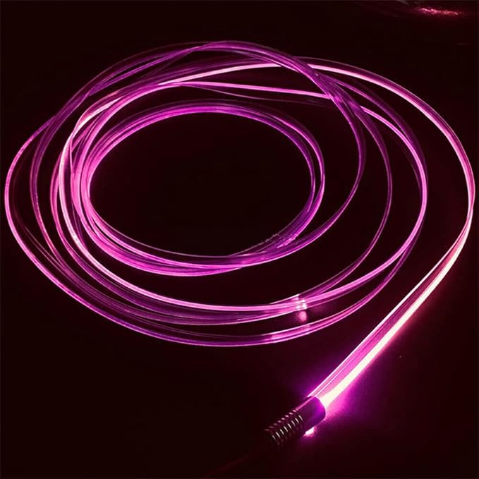 3m/9.8ft 5m/16ft Car Home LED Strip Ambient Light 2mm Plastic Optic Fiber Cable Skirt Tube Kit with 12V LED Light Source Illuminator (Pink,3m/9.8ft)