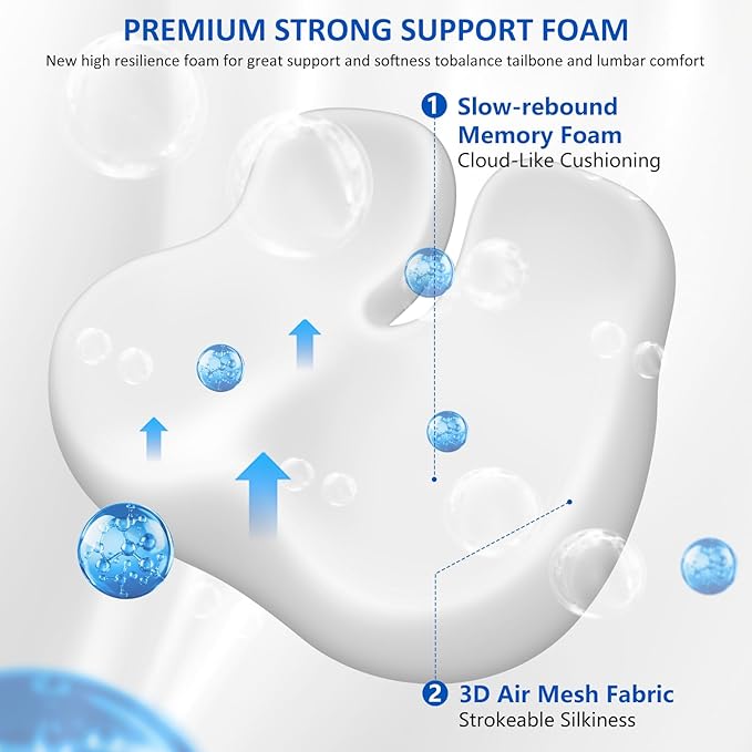 Thickened Seat Cushions for Office Chairs,Ergonomic Memory Foam seat Cushion，Sciatica Pain Relief Pillow for Long Sitting，Coccyx Cushion for Tailbone Pain,Office,Car,Pregnancy,Wheelchair