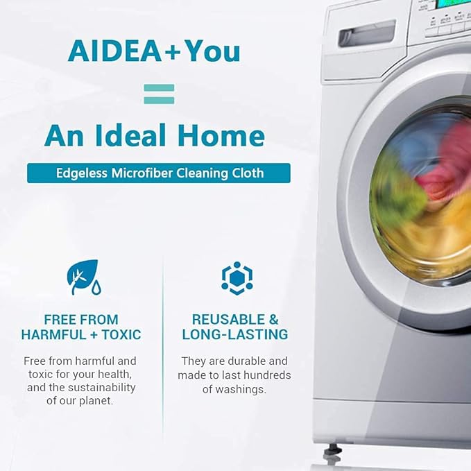 AIDEA Microfiber Cleaning Cloth, 500PK, Soft Absorbent Rags, Shop Towels, Microfiber Towels for Cars, Kitchen Towels, Dusting Cloth for Home, Window, Cleaning Supplies, 12"×12"