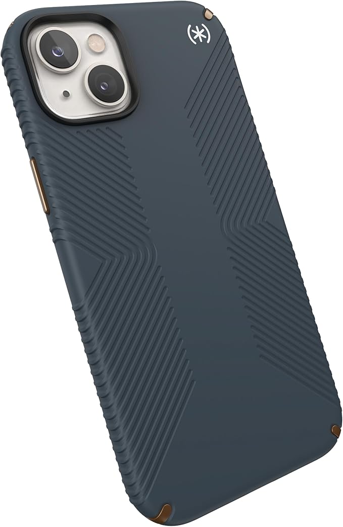 Speck iPhone 14 Plus Case - Drop Protection, Scratch Resistant, Dual Layer Slim Phone Case for 6.7 Inch iPhones 14 Plus - Built for MagSafe - Presidio2 Grip - Charcoal/Cool Bronze/White