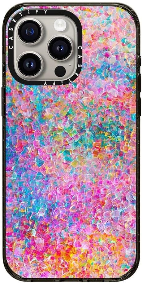 CASETiFY Impact Case for iPhone 15 Pro Max [4X Military Grade Drop Tested / 8.2ft Drop Protection/Compatible with Magsafe] - Paint Prints - My Neon Summer by Ingrid Ching - Clear Black
