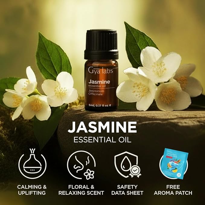 100% Pure Jasmine Essential Oil - 0.17 Fl Oz - Jasmine Oil for Hair, Skin, Diffuser, Aromatherapy & DIY Candle Making Scent