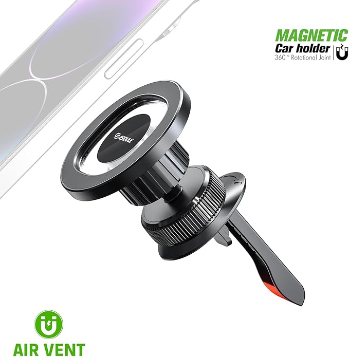 Esoulk Vent Magnetic Phone Holder, MagSafe-Compatible Phone Mount with Car Air Vent Clip, Strong Magnetic Car Mount for iPhone, Compact Car Cell Phone Holder Vent Accessories