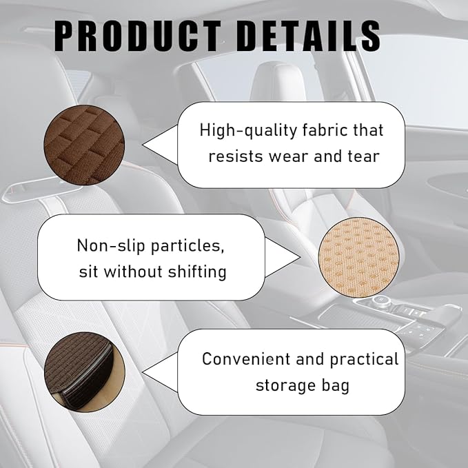 4PCS Car Seat Cover Pad, Breathable Auto Front Seat Bottom Cushion Mat & Seatback Cover, Soft Comfortable Vehicle Full Seat Protector, Universal Truck SUV Car Accessories (Coffee)