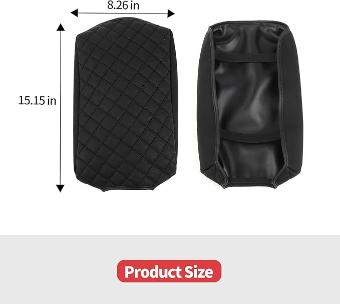 Jimen for JK Armrest Cover, Car Middle Console Cover Pad Arm Rest Cushion Compatible with Jeep Wrangler JK & Unlimited 2007-2010, PU Leather (Black)