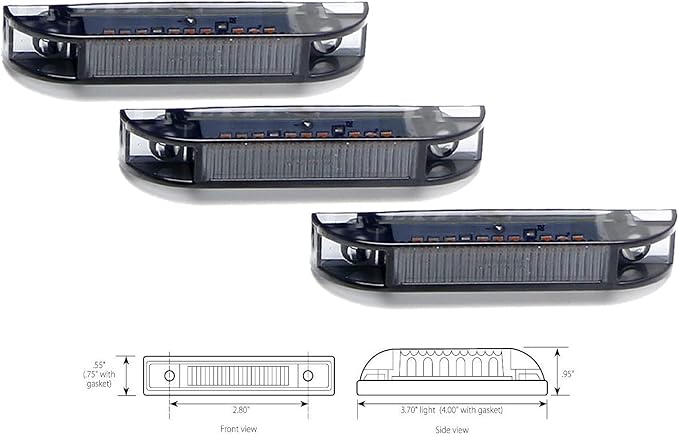 iJDMTOY Smoked Lens Amber LED Grille Lights Kit Compatible with 2014-2021 Toyota Tundra, Center Set 3-Piece Marker Lamps w/Wiring & Hardware
