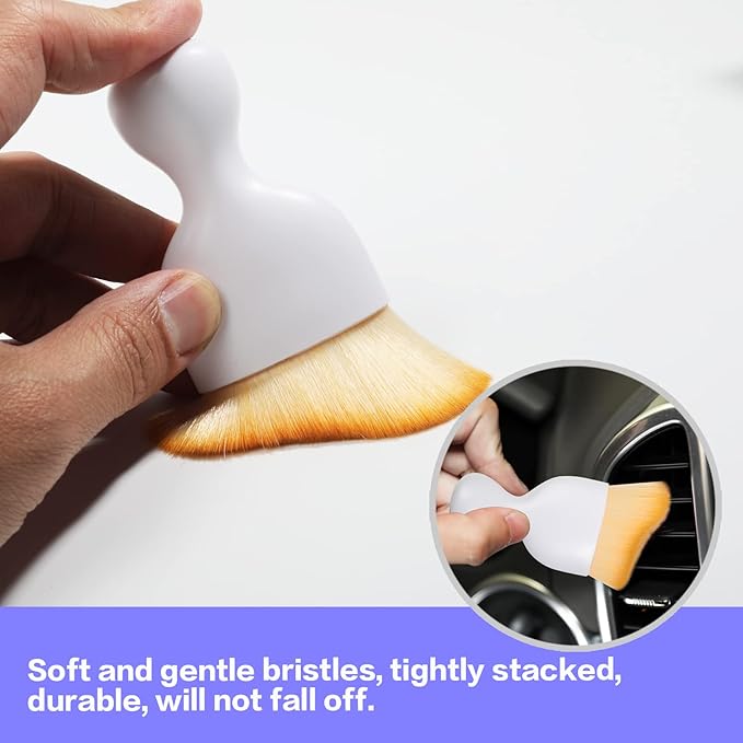 AOCISKA Car Interior Detailing Brush,Soft Bristle Cleaning Brush Car Detailing Brush Dusting Brush,Car Interior Cleaning Tool,Auto Detail Brush Car Dash Duster Brush (White with Cap)
