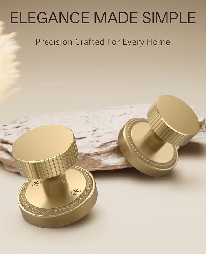 Asidrama 4 Pack Champagne Bronze Passage Door Knobs with Lock, Door Handles with Champagne Bronze Door Knobs Interior for Bedroom or Bathroom, Heavy Duty Door Lever for Left Right Sided Doors