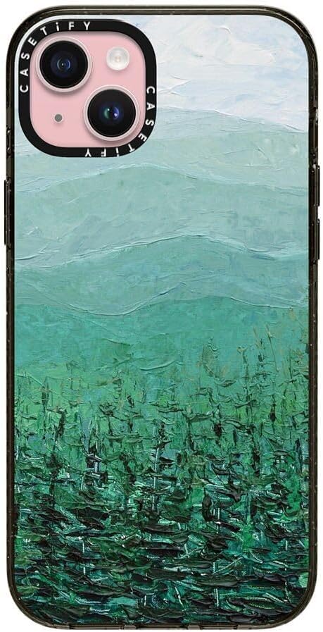 CASETiFY Impact Case for iPhone 15 Plus [8.2ft 4X Military Grade Drop Protection/Compatible with Magsafe] - Pine Forest - Clear Black