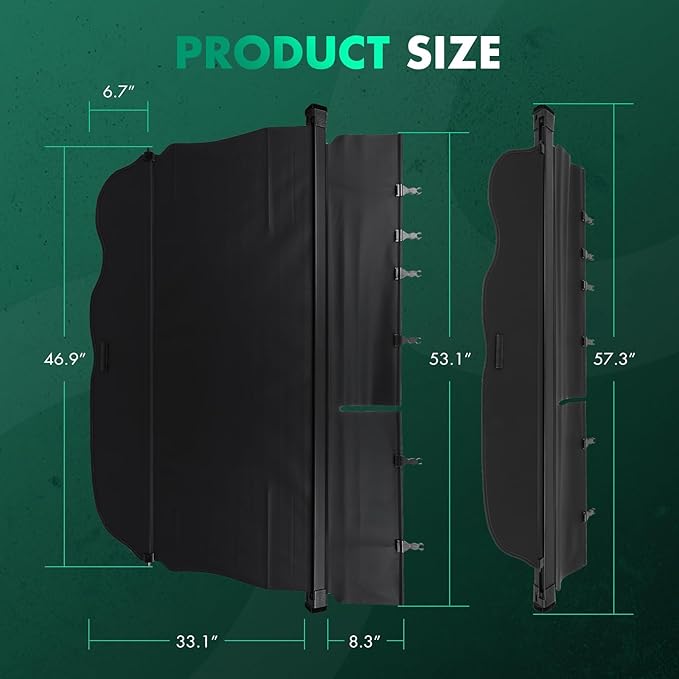 Cargo Cover for 2015-2019 Fit for Toyota Land Cruiser Prado FJ150 5 Seats 5.7L Retractable Rear Trunk Cargo Shade Luggage Security Cover Shielding Waterproof