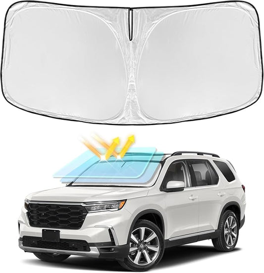 Sun Shade Sunshade for Honda Pilot 2016-2025 2026 Windshield Cover, 4-Layers Sun Shield 250T Silver Sun Visor Foldable Window Shade for Pilot EX-L Special Edition Elite Black Edition Touring