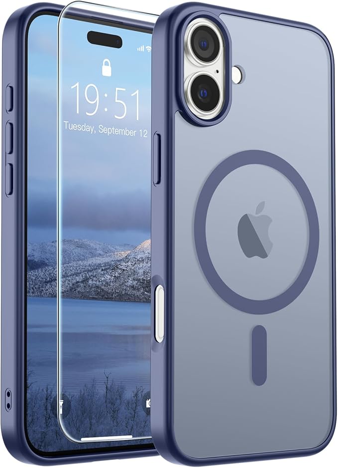 SUPFINE Magnetic for iPhone 16 Plus Case (Compatible with MagSafe) (Military Grade Drop Protection) Slim Translucent Matte Shockproof with Anti-Fingerprint Phone Case,Lavender Gray