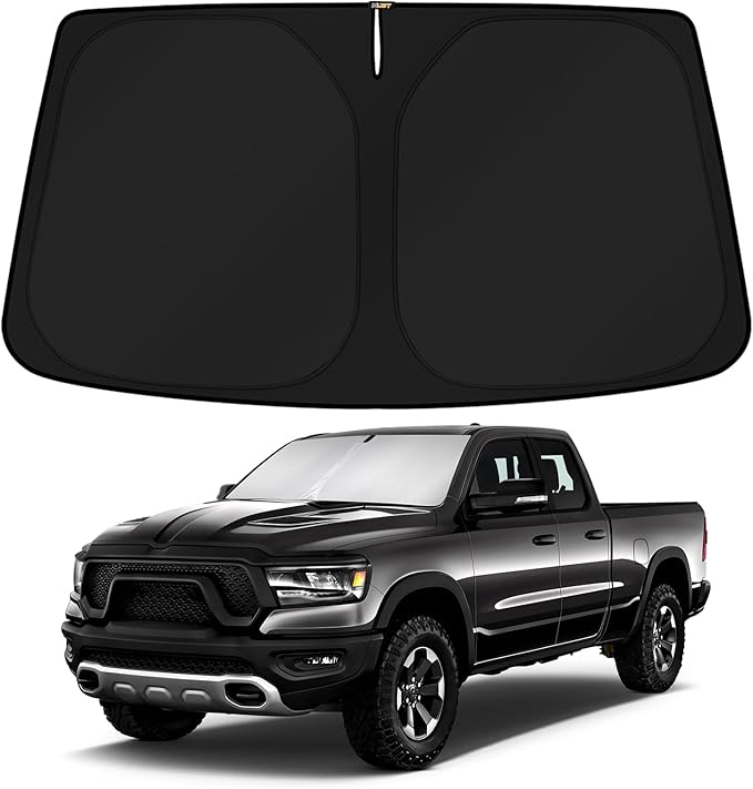 KUST Windshield Sun Shade for 2011-2025 2026 Dodge RAM 1500 Accessories CrewCab,MegaCab Pickup,2Dr RegularCab,4Dr QuadCab Window Sunshade Sun Visor Protector Foldable Blocks UV Rays Keep Car Cooler