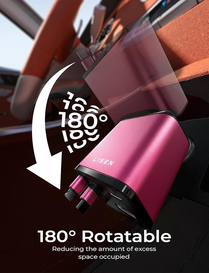LISEN Retractable Car Charger 4 in 1, Fast Car Phone Charger with Cord 31.5inch, USB C and Apple Cars Adapter, Pink Accessories for Cute Women fit for iPhone 17 16 15 14 13 12 11 X, Samsung S26 S25