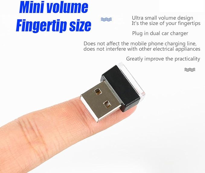 iJDMTOY Aqua Ice Blue USB Plug-in Miniature/Nano LED Car Interior Ambient Accent Lighting Kit